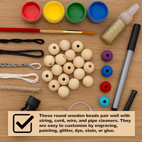 Mandala Crafts 1800 8mm Round Small Wooden Beads for Crafts Macrame Supplies - Customizable White Natural Wood Beads Bulk with Holes for Jewelry Making Garland by Mandala Crafts - Image 7