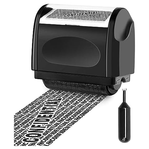 Identity Theft Protection Roller Stamp, 1 Refill Ink - Confidential Roller Stamp for Identity Protection & Security Stamps- Blocking Out Privacy Information and Guard Your Address and ID Cover