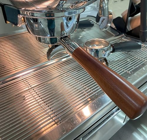 Kafvalubre 58mm Double Spout Portafilter Compatible with La Marzocco Espresso Machine Stainless Steel Espresso Portafilter with Double Shot Filter Basket Espresso Accessories-Handle Wooden by Kafvalubre - Used condition - Image 2