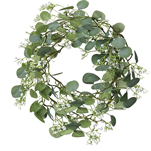 2 Pack Artificial Eucalyptus Garland with Baby Breath Flowers 5.57Ft Faux Gypsophila Vine Hanging for Wedding Arch Garden Porch