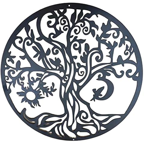 RainWeel Baum Des Lebens Metall Wandkunst, Lebensbaum Wandhänger Wanddeko Eisen Metall Aushöhlen Symbol für Flur Garten Wohnzimmer Esszimmer Cover