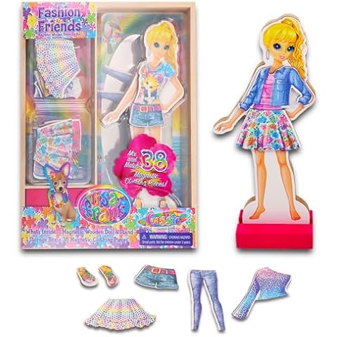 Lisa Frank Paper Dolls Activity Set -- 1 Wooden Doll with Stand, 1 Storage Box with Over 30 Magnetic Clothing Pieces (Lisa Frank Party Supplies) Cover