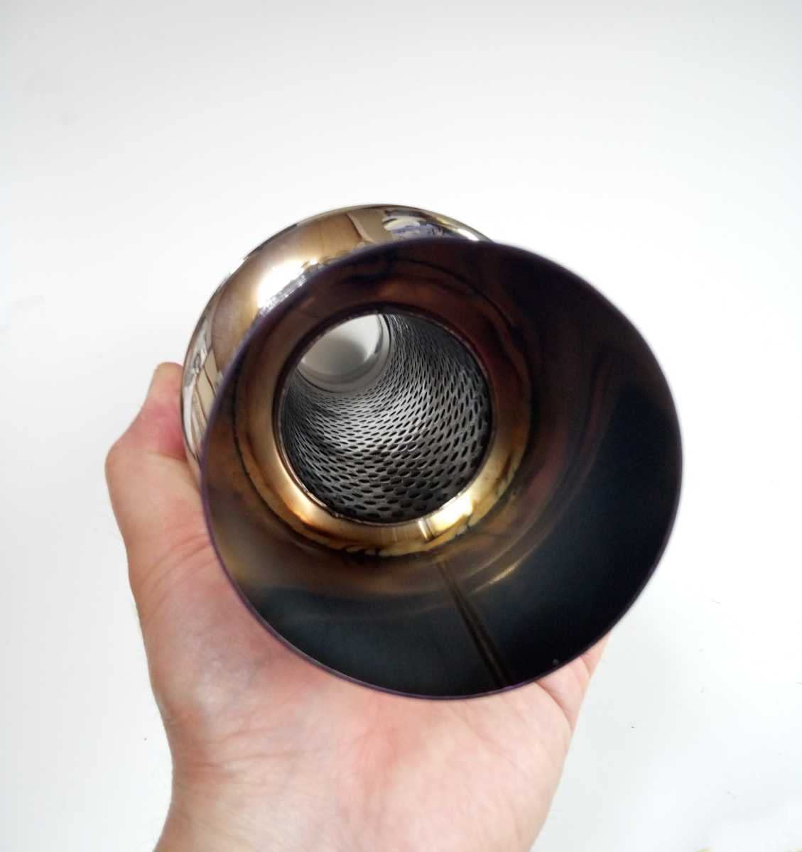 ステンレス砲弾マフラー　全長約37CM 焼き色処理　内部ストレート構造 Amazon | ステンレス砲弾マフラー 全長約37CM 焼き色処理 内部