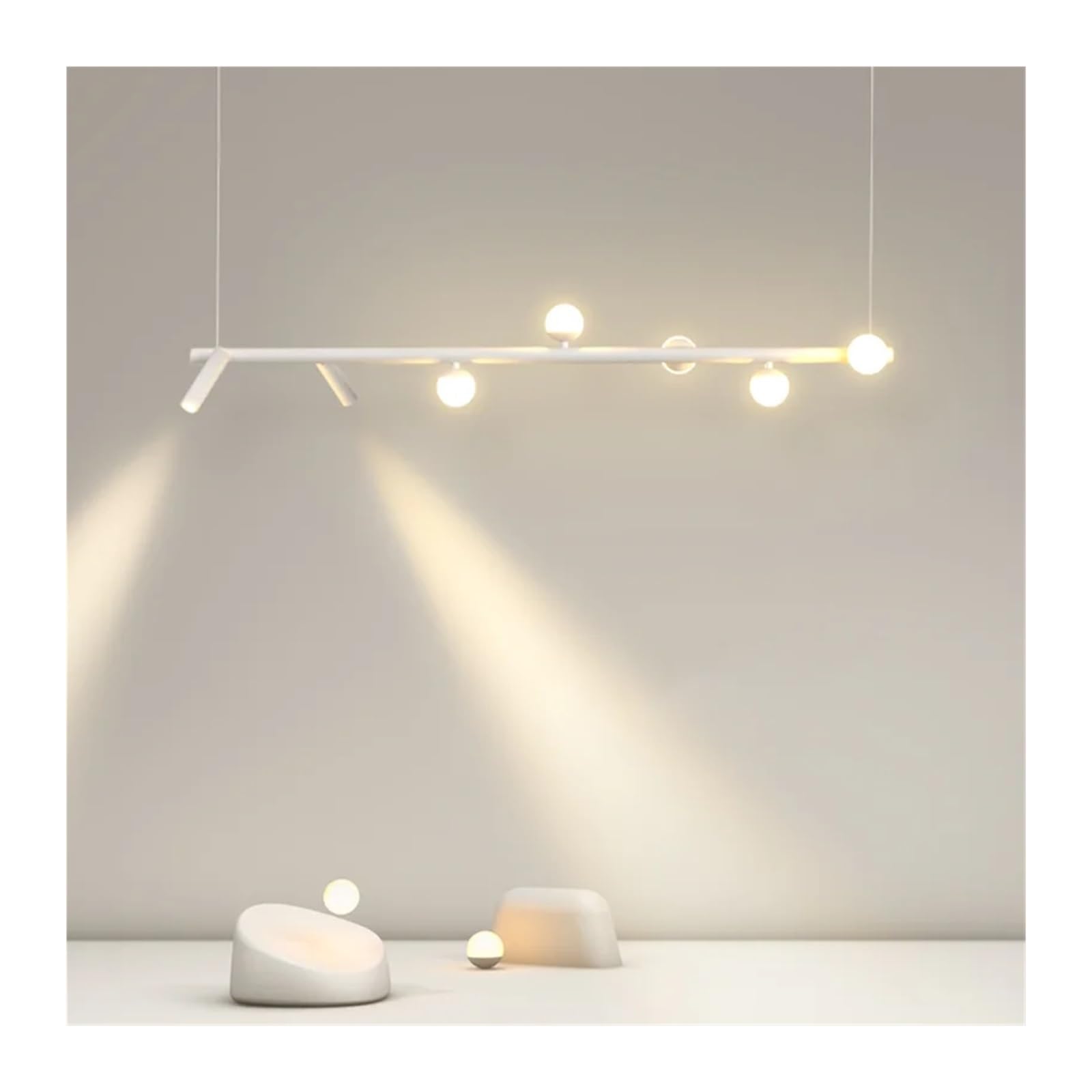 Lustre de salle à manger 120cm éliminant les zones d'ombre avec ses 7 têtes blanches