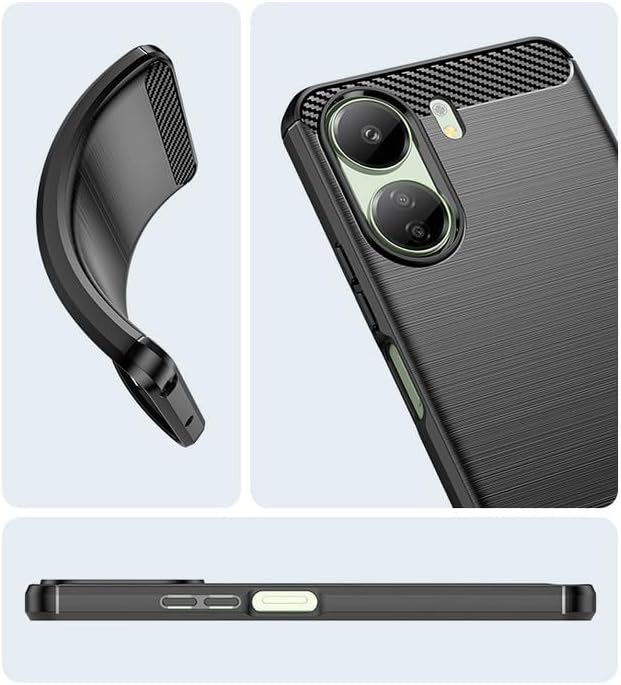 Miniatura 4 de WDMYLFTW Funda para Xiaomi Redmi 13C Actualizada Antideslizante Absorción de Golpes Flexible TPU Fibra de Carbono Parachoques de goma suave Funda