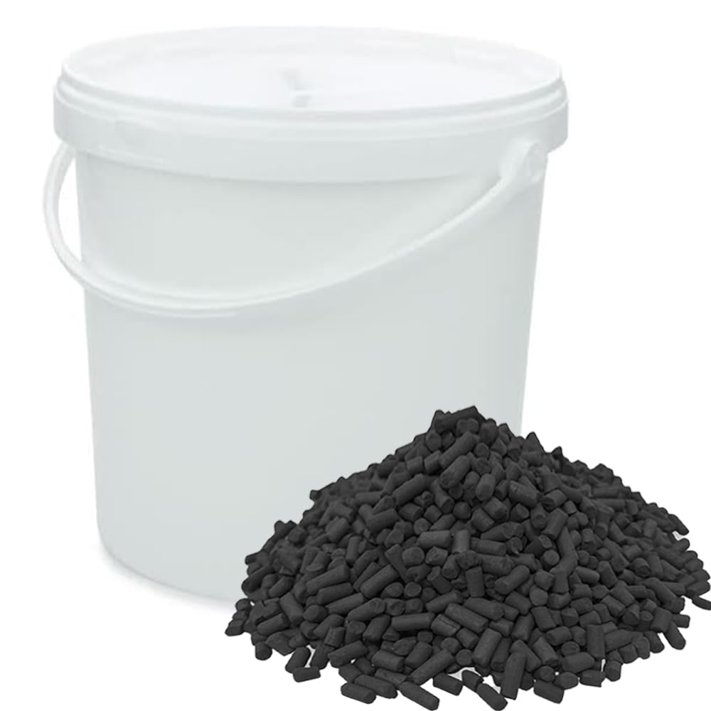 Carbone Attivo in Pellet di eccellente purezza, Venduto in vari formati, da gusci di noce di cocco con tasso di assorbimento Iodio 1000mg/L per la filtrazione di acqua e aria (5L / 2,75kg)