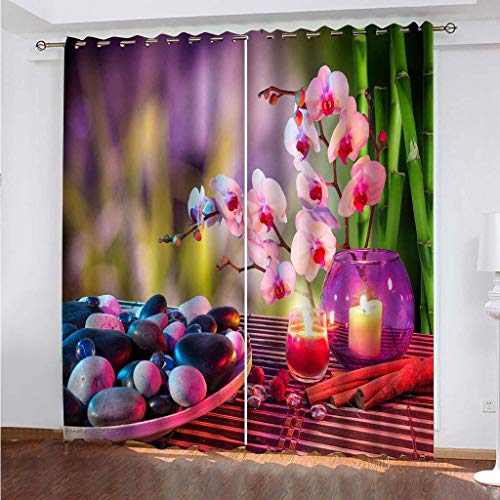 Rideaux occultants opaques à oeillets zen 2 pièces 132x225 cm