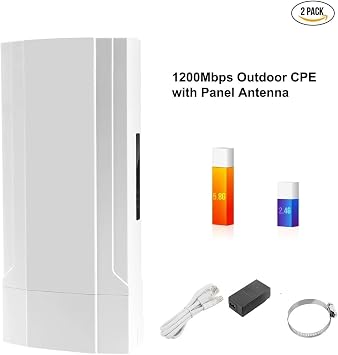 1200Mbps WiFi Repeater 2Pack Outdoor 2.4&5.8G Wi Fi Router 5KM Point To Wireless Bridge High Power WIFI Extender Wider Coverage