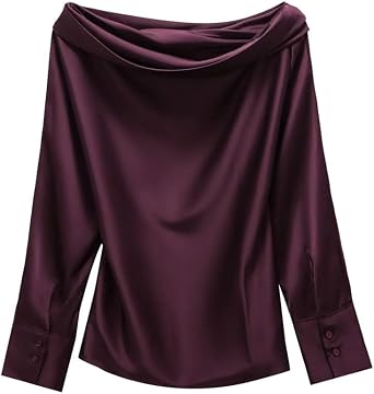 Fulbant Women Off Shoulder Basic Streetwear Casual Blouses Asymmetric Long Sleeve Tshirts