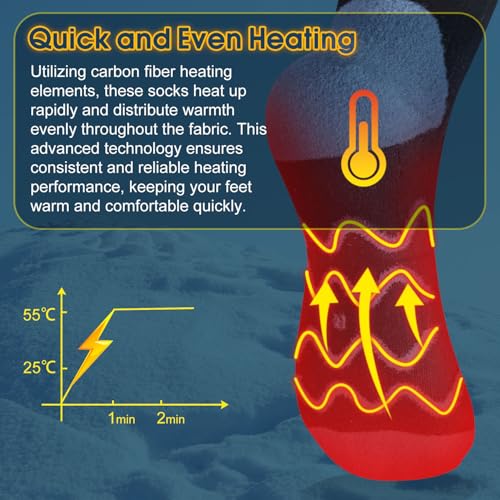 Elevtc Heated Socks Up To 8 Hours 5000Mah Rechargeable Electric Socks Washable Winter Foot Warmer Heated Socks For Men&Women For Outdoors Work Fishing Hunting Skiing Riding Camping thumb #3