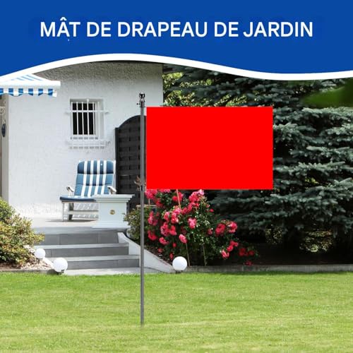 Mât de drapeau pour maison réglable en acier résistant pour jardin