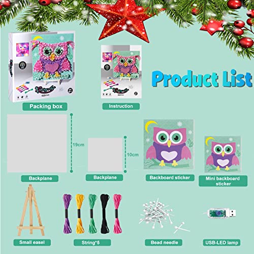 String Art Kit For Kids - Diy Owl String Art Kit With Multi-Colored Led Light-Christmas Birthday Festival Gifts For 6 7 8 9 10 Year Old Girlskids Gifts -Arts And Crafts For Kids Ages 8-12 Girls #TOP5