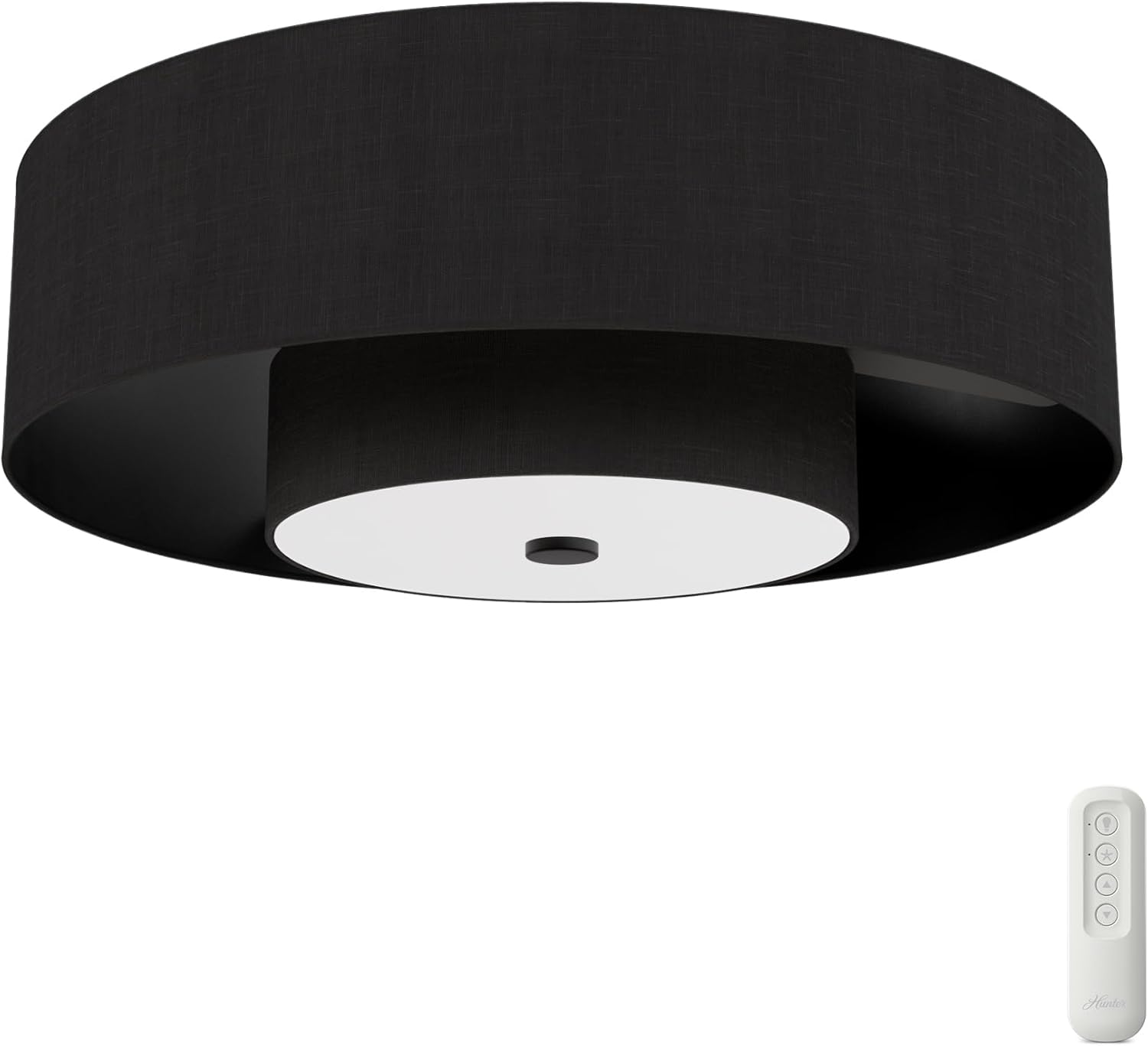 Hunter - Brookside Indoor Fandelier with Light, Remote, 30-inch, Casual-Style, 3-Speed WhisperWind Motor, 52975, Ceiling Fans for Living Rooms, bedrooms, Home Offices, Kitchens (Matte Black)