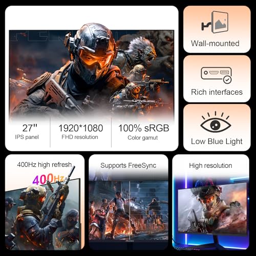 Image of 24.5 Inch 400Hz Gaming Monitor, FHD 1080P Computer Monitor,1MS Fast lPS,FreeSync Compatible, HDR Supports 100% sRGB 2*DisplayPort & 2*HDMI, VESA75*75mm (GT25 Sniper)