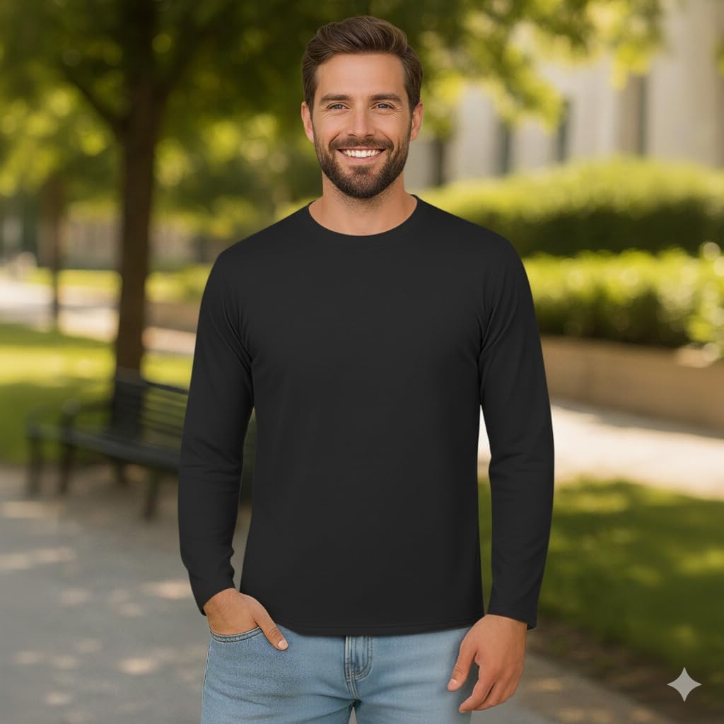 INGEAR Men's Ultra Soft Casual Base Layer Polyblend Long Sleeve T-Shirt, Crewneck, Lightweight Jersey Fabric, - Image 5