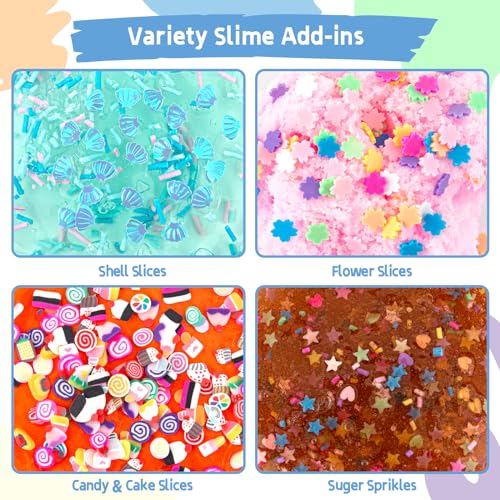 18 x 80 mL Big Premade Slime Kit - 48 FL OZ Slime with 6 Butter, 6 Cloud & 6 Clear Crystal Slimes Varieties - Party Favors for Kids, 56 Pcs Slimes Pack with Jelly Cube Add-ins - image 7
