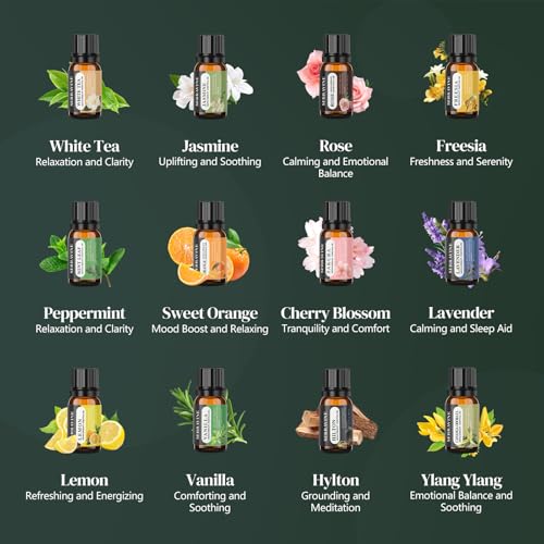 Perfect for Diffusers â 12 Natural Essential Oils Set with Gift Box & Bag | Lavender, Vanilla, Rose, Peppermint & More | Ideal for Aromatherapy, Relaxation & Home Use - Image 5