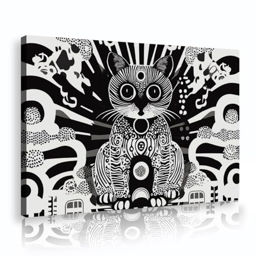 Art mural minimaliste de chat noir et blanc TOANGWALL 30x45cm