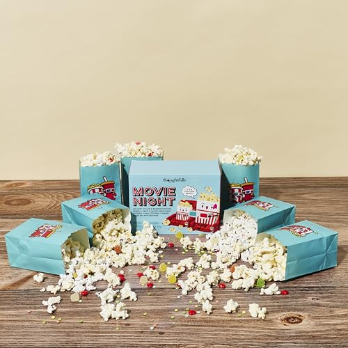 Image of Thoughtfully, Family Movie Night Supplies Kit, Includes Popcorn Bags, Gourmet Popcorn Kernels, Seasonings and Candy Toppings, Gift Basket Idea