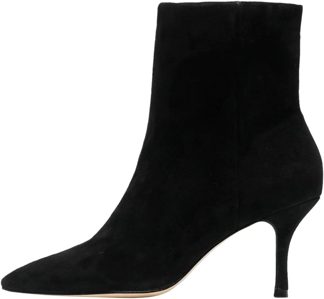 FOWT Women Closed Pointed Toe Ankle Boots Side Zipper Mid Kitten Heels Solid Short Booties Elegant Party Bridal Work Shoes Size 4-16 US