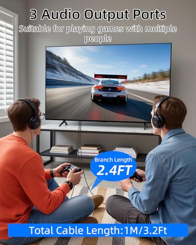 GELRHONR 3FT 3,5mm Audio Aux Splitter, Klinkenkabel 3,5 Stecker auf 2 Stecker Kabel, 1/8 Aux Y Splitter für Kopfhörer, Lautsprecher, Telefone, Laptop (1 zu 2)