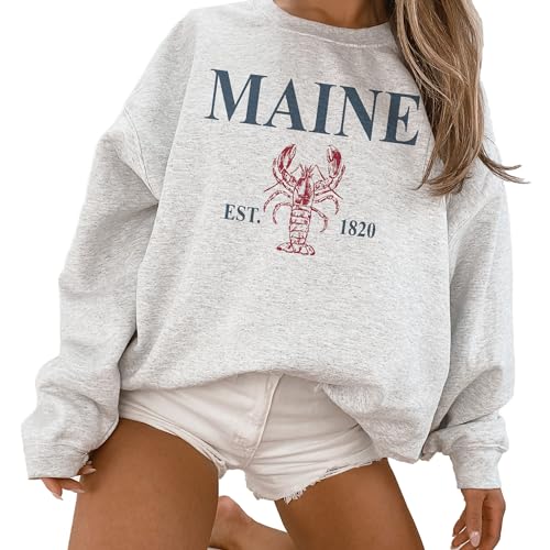Maine Lobster Sweatshirt, Maine Pullover, Faded Vintage Aesthetic, Trendy Travel Destination Gift For Him or Her, Unisex Crewneck Sweatshirt2