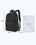 HOMIEE Sac à dos élégant léger, Sac à jour imperméable 14-Inch Sac à dos Casual pour ordinateur portable pour femmes & Hommes, Sac à dos voyage/école/jasuel/travail, Noir