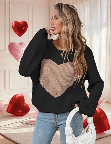 Image of Libsorge Womens Valentine Heart Sweater 2026 Valentines Day Trendy Cute Oversized Long Sleeve Pullover Sweaters