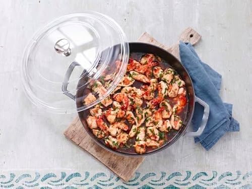 Bratpfanne/Schmorpfanne mit zwei Griffen, 20 cm, Gusseisen, mit mattSchwarzer Emaillierung im Inneren der Pfanne, für alle Herdarten inkl Induktion & Backofen, Graphitgrau