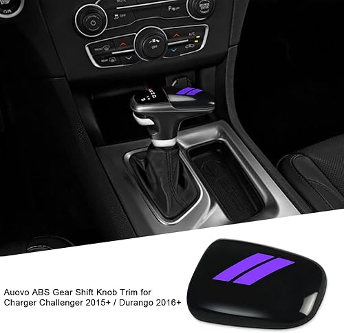 Vista 29 de auovo Gear Shift Knob Cover Trim for Charger Accessories Challenger 2015-2023 / Durango 2016-2024 (Black-Red)