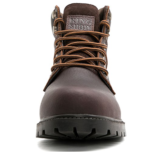 kingshow Men's 1366 Water Resistant Premium Work Boots (12 D(M) US Men's, Brown1366)