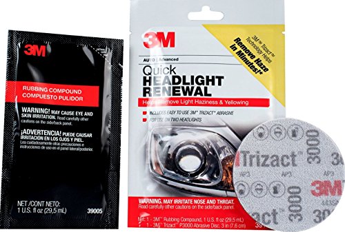 3M Quick Headlight Renewal, Helps Remove Light Haziness & Yellowing In Minutes, Hand Application, 39186, 1 Sachet #TOP1