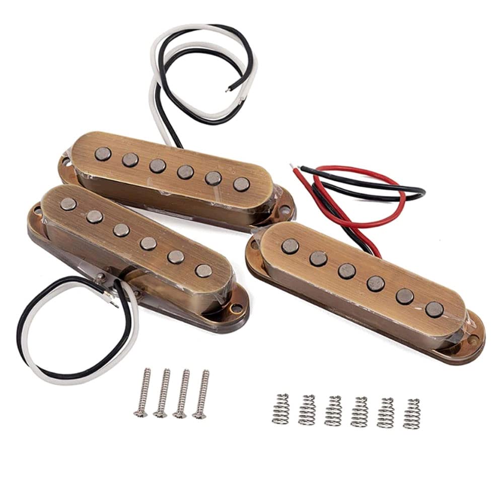 Alnicov - Pickup per chitarra, set di pickup a bobina singola, configurazione single coil SSS, accessori per chitarra in stile strato, colore bronzo