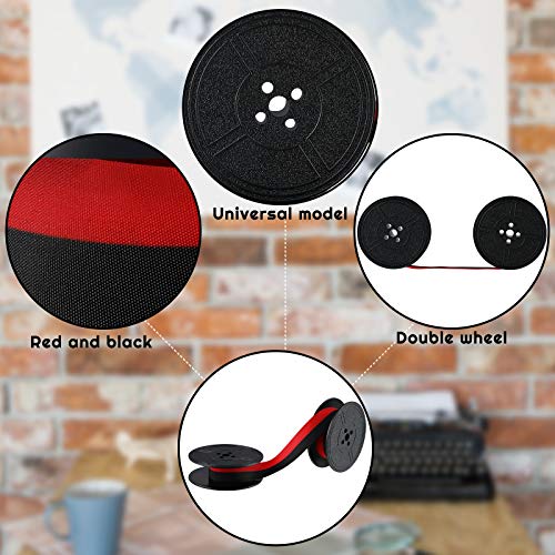 4 Pairs Universal Typewriter Ribbon Twin Spool Typewriter Ribbon Twin Spool Replacement Pack For Most Typewriter (Red, Black) #TOP2