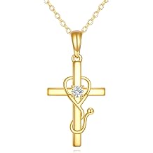 KECHO 14K Solid Gold Nurse Necklace Stethoscope Pendant Jewelry Graduation Birthday Nurse Gifts for Women Nurse Doctor Medical Student