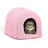 Best Friends by Sheri Pet Igloo Hut, Sherpa, Pink - Cat and Small Dog Bed Offers Privacy and Warmth for Better Sleep - 17x13x12 - For Pets 9lbs or Less