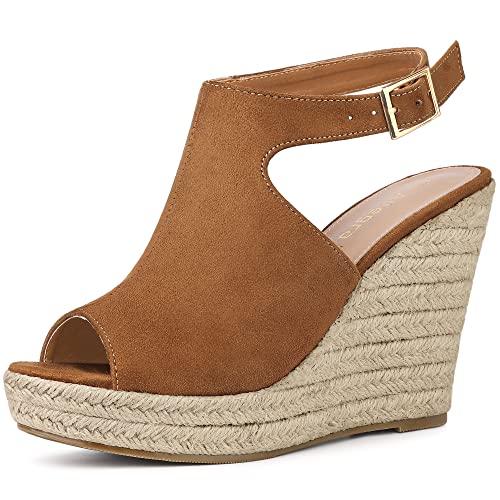 Allegra K Women's Peep Toe Slingback Platform Espadrilles Wedge Sandals