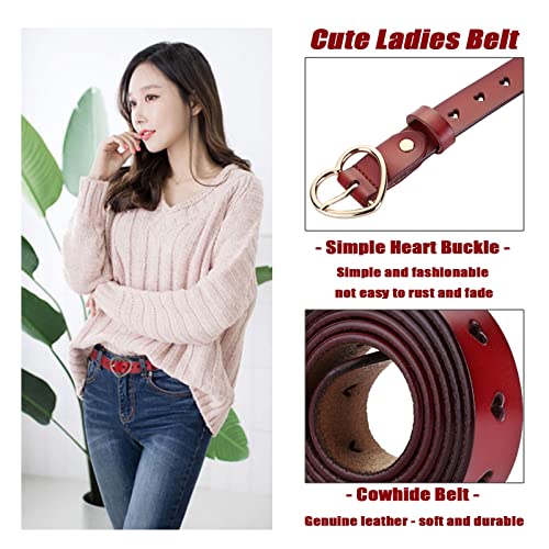 Women's Hollow Heart Leather Belt for Jeans & Pants Cute and Elegant Genuine Leather Belt for Ladie, Heart Buckle2