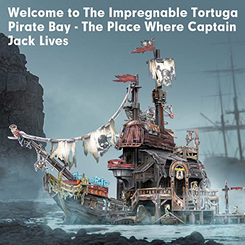 3D Puzzles For Adults Kids Tortuga Pirate Bay Cool Pirate Shipwreck Desk Decorations Indoor Model Kits Ragged Pirate Ship Brain Teaser Puzzles Crafts For Adults Birthday Gifts For Women Men #TOP1