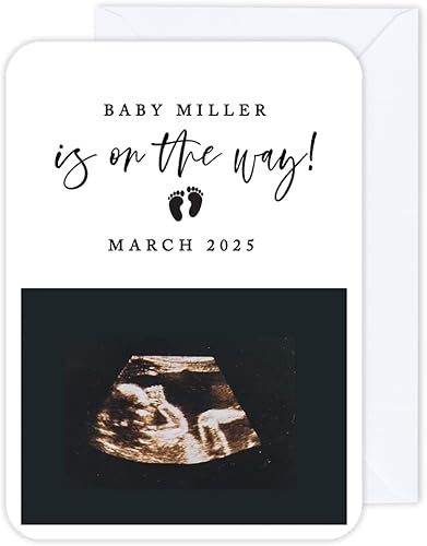 Andaz Press Tarjetas de anuncios de embarazo personalizadas con sobres, Baby Is On The Way Ideas personalizadas para revelar ideas de anuncio de