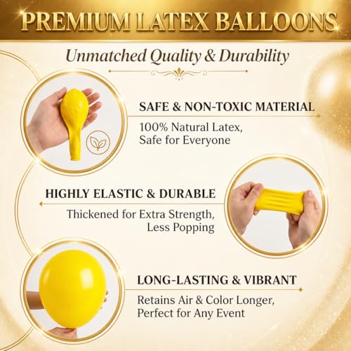 Image of Hiins Balloon Column Kit Set of 2 With Pastel Yellow White Gold Confetti Balloons with Base,Pole,Balloon Tower Backdrop Decoration for Bee Lemon Wedding,Baby Shower,Birthday Party,Bachelorette Party