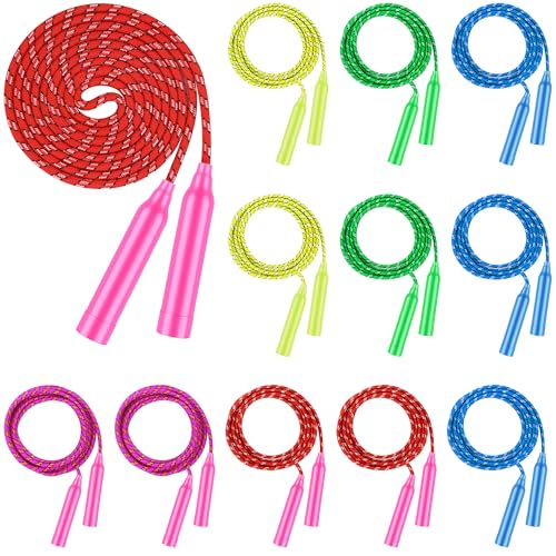 Aneco 12 Pieces Colorful Jump Rope Bulk Exercise Equipment 7.2 Feet Nylon Jump Rope Colored Rope for Outdoor Fun Exercise Fitness Activity Party Favors