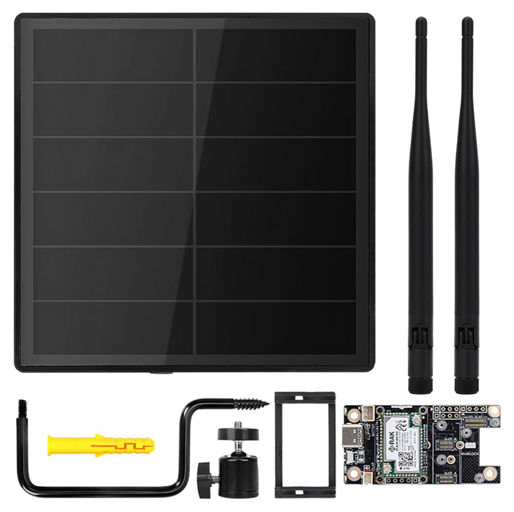 KEEPTEEN D5 Solar Lora Node Meshtastic Device Repeater mit Wisblock RAK19007 RAK4631 Board 868 MHz Mesh Lora Antenne NRF52840 Bluetooth Solarpanel Eingebauter 5000 mAh Batteriecontroller