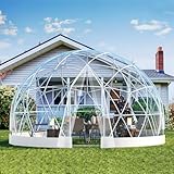 kaiwrxin 3,6 m Geodätisches Kuppelgewächshaus-Set mit transparenter PVC-Abdeckung, Garten-Iglu-Kuppelzelt für Terrasse, Partys und Pflanzenschutz – Weiß