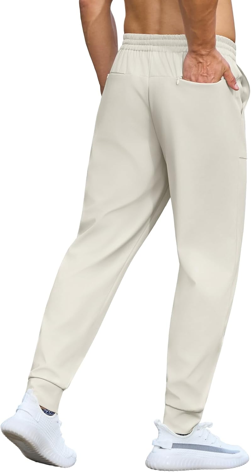 Auxo Men's Casual Joggers Pants Elastic Waist Drawstring Tapered Pants Hiking Outdoor Track Sweatpants with 4 Pockets