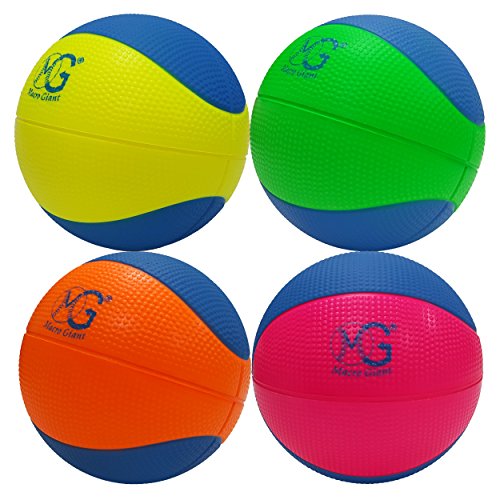 Macro Giant 6 Inch (Diameter) Soft Foam Basketball, Set of 4, Neon Colors, Neon Red, Neon Orange, Neon Yellow, Neon Green, Beginner, Training Practice, Playground, Preschool