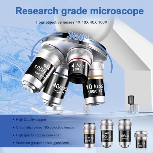 undefined Trinocular Microscope 40X-5000X Magnification Laboratory Grade with Dual Mechanical Stage and HD USB Camera Microscope for Adults の商品画像 1