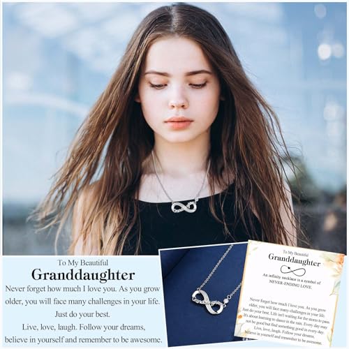 Infinity Mom Grandma Nana Sister Aunt Daughter Auntie Granddaughter Niece Necklace Gifts, Christmas Birthday Valentines Day Mothers Day Easter Graduation Back to School Gifts Stocking Stuffers Presents for Women Girls Her4