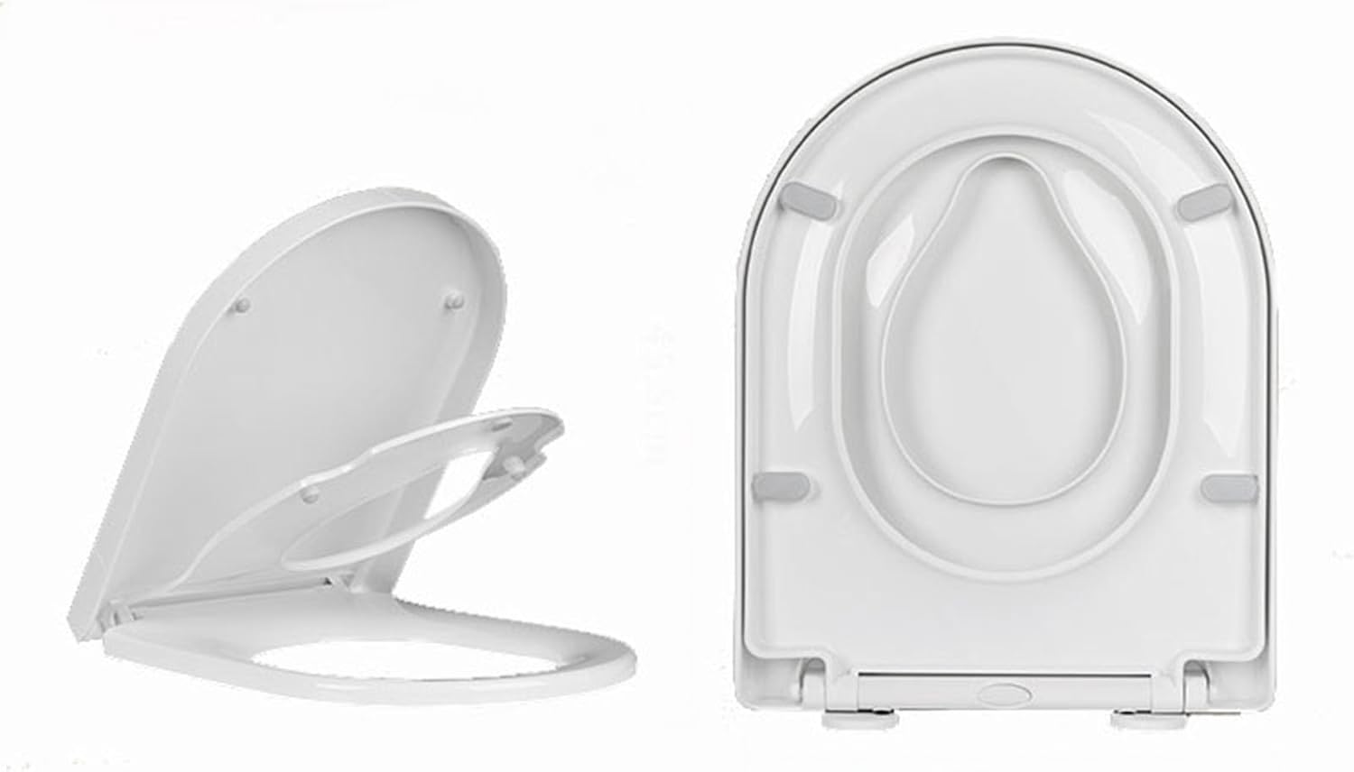 D Shaped Toilet Seat with Built in Potty Training Seat 2 in 1 Family Adult and Child s, Soft Close Toilet Seat with Toddler Seat Built in, Top Installation, White,