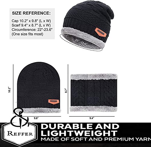 TruFlair 2 Pairs Men's & Women's Snow Proof Inside Fur Warm Woolen Cap with Neck Muffler Neck Warmer Scarf for Winters Free Size (2 Pairs Black) Unisex Beanie Cap 2